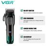 New VGR V-013 Electric Push Shear Metal Texture Hair Trimmer with Gradient Refinement Oil Head Clipper 6500RPM Smart Digital LED Display Hair Trimmer