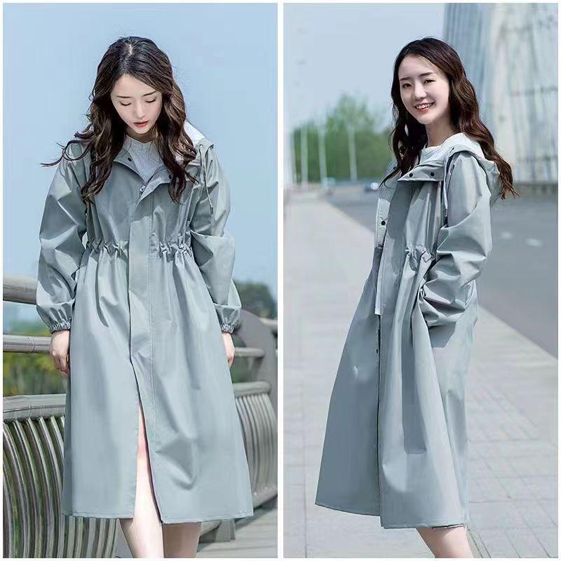 Women's Long Full-Body Windbreaker Raincoat Poncho - Single-Person, Split Type