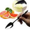 Nuovo 1pc cucchiai da frutta in acciaio inossidabile manico lungo cucchiaio per raschiare a dente di sega strumenti per frutta e verdura per il bambino K
