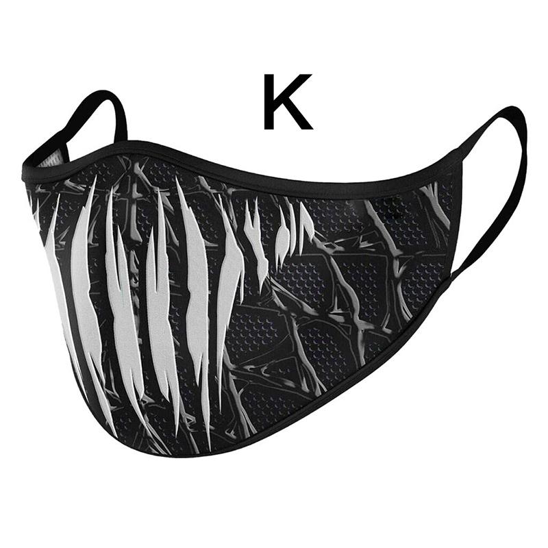 12Colors Fashion Mouth-muffle Reusable Mask 3D Printed Halloween Sports Environmental Outdoor