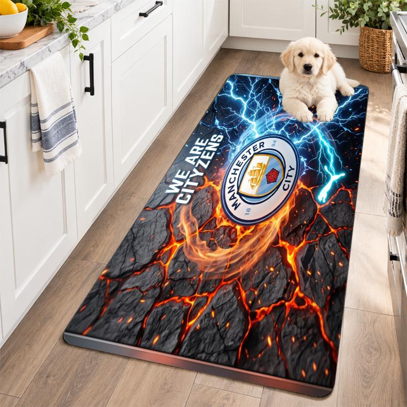 Flannel Kitchen Mat Manchester City Soft Area Rug Non Slip Floor Carpet Home Decoration