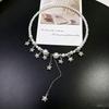 Rhinestone Star & Water Drop Tassel Faux Pearl Necklace - Chic Clavicle Choker
