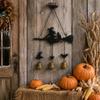 Garden Decor Wind Chime Halloween Witch Broom Chime, Holiday Party Decorative Hanging Bell Metal for Indoor Outdoor Patio Porch Bells