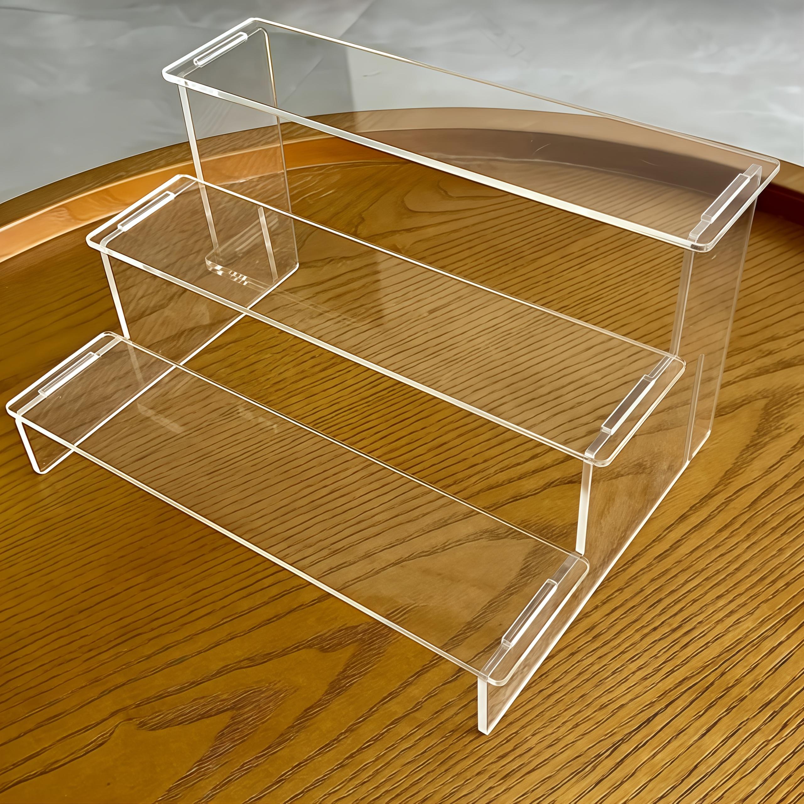 3-Tier Acrylic Display Stand, 27  Modern Organizer for Collectibles, Office & Retail. Minimalist Design, Sturdy & Space-Saving.