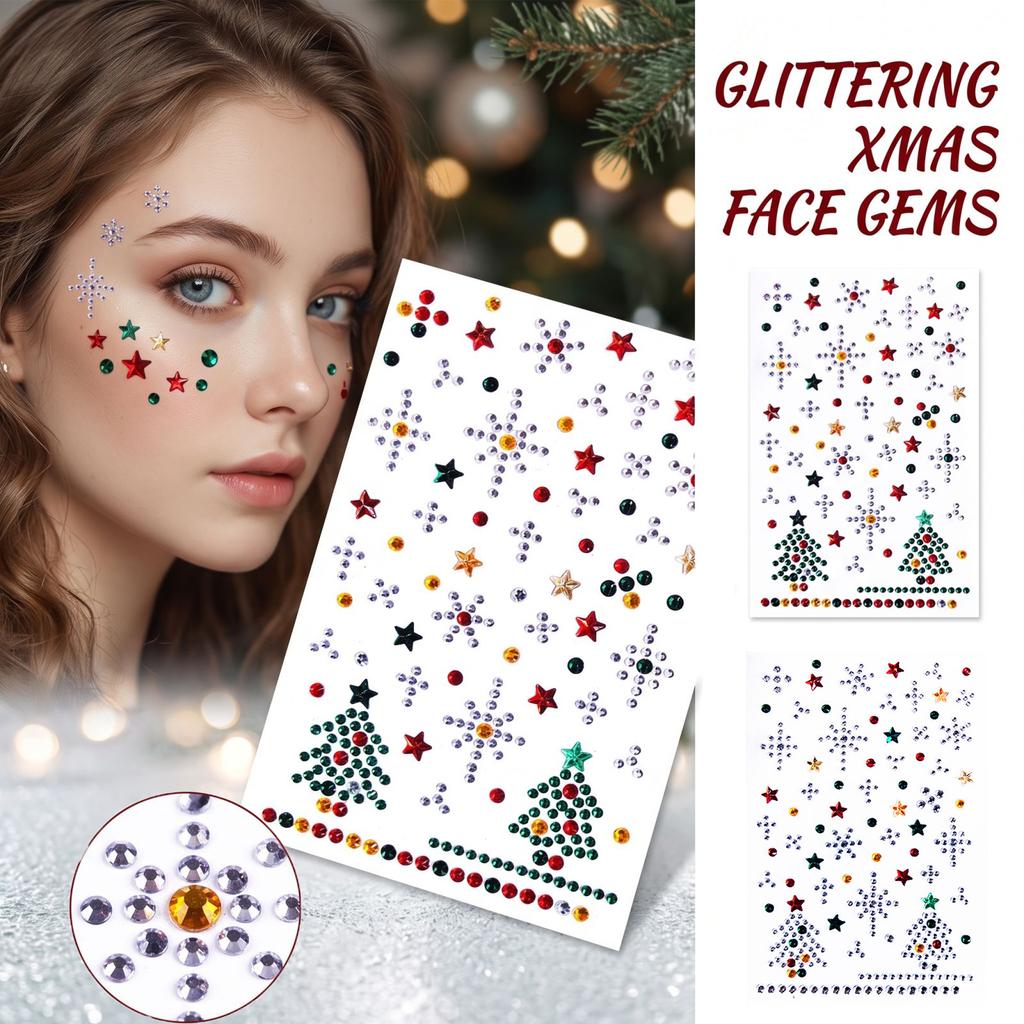 Christmas Snowflake Face Stickers - 3D Decals for Holiday Party Makeup