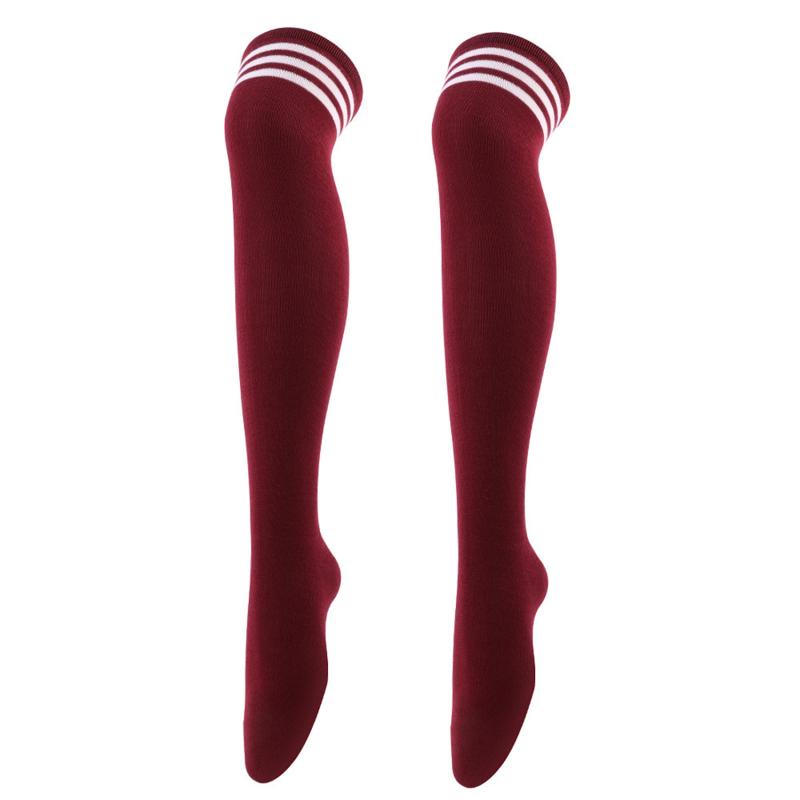Women Over Knee Thigh High Socks Academic Style Black White Striped Long Socks Over The Knee Stockings For Ladies Girls WarmKnee