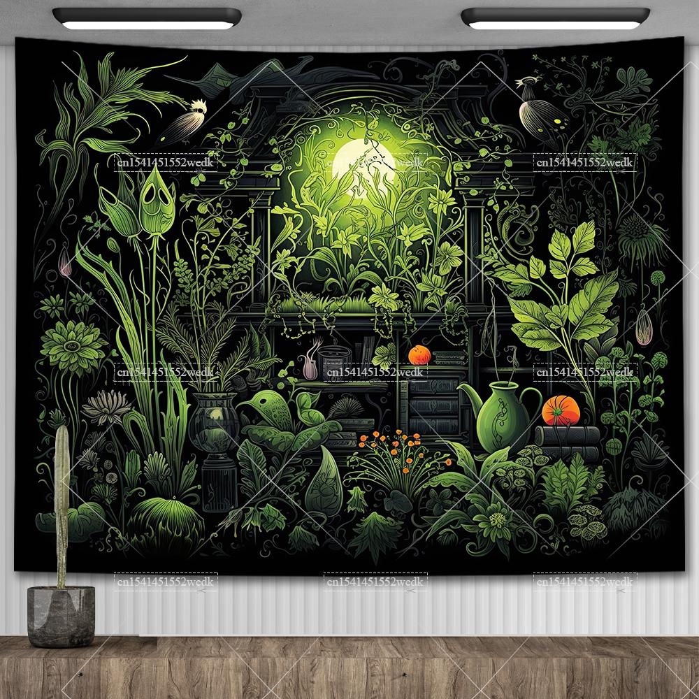 Witch's Library Staircase Tapestry Magic Bookshelf Tapestry Wall Hanging Altar Cloth Aesthetic Room Decor Book Shelves Backdrops