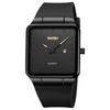 Square Men's Watch Leather Band Black Simple Slim Stylish Waterproof Business Casual Gift for Men