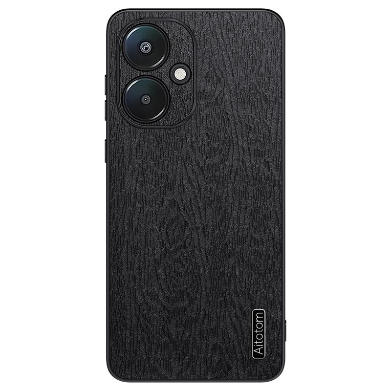 For Xiaomi Redmi 13C 5G/13R 5G/Poco M6 5G Case Leather+PC+TPU Wood Texture Phone Cover