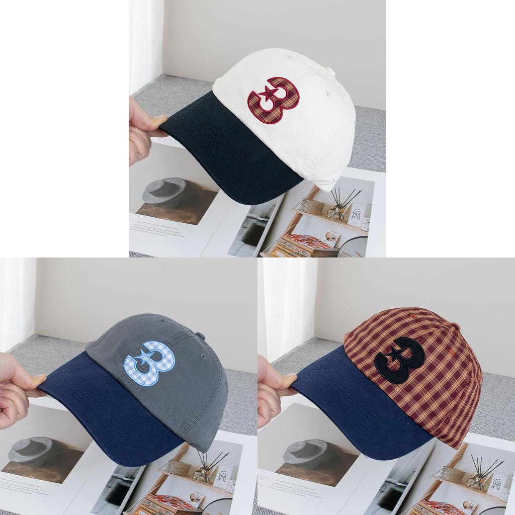 Korean Ig Style Plaid Embroidered Baseball Cap With Adjustable Fit For Casual Wear