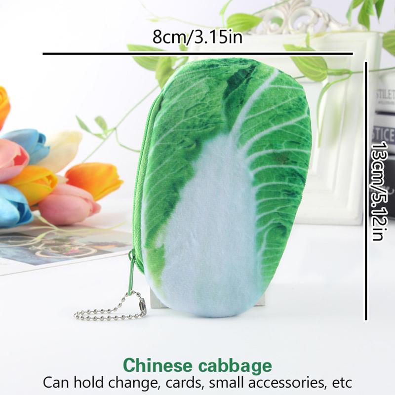 Cute Plush Vegetable Coin Purse Wrist Bag Mini Cute Zipper Girl Coin Wallet Cable Headset Bag