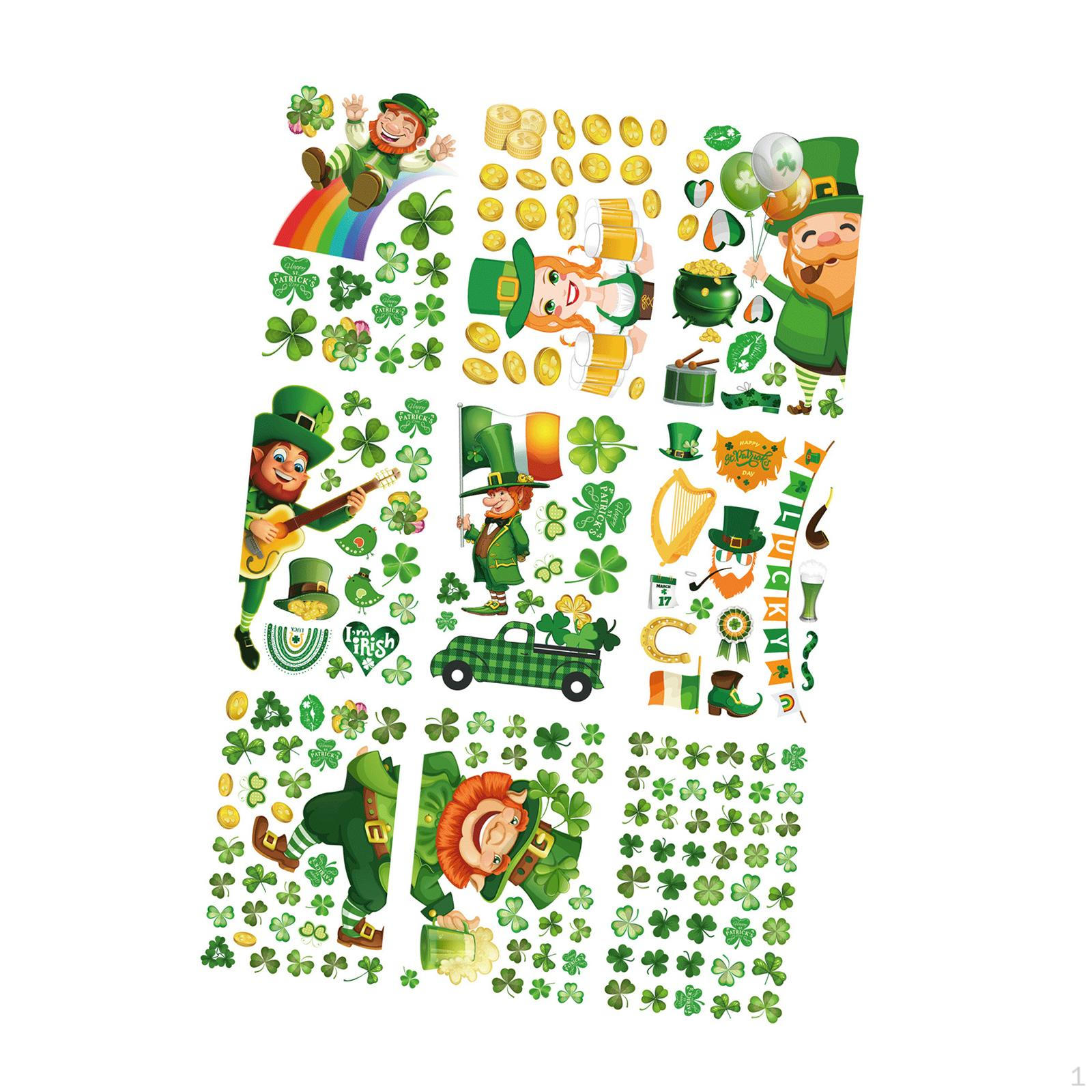 

9 шт. декоративных наклеек на окна ко Дню Святого Патрика, съемные статические наклейки 175 PCS