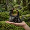 Decorative Pieces for Windowsill Luminous Witch & Raven Figurine with Mossy Tree Texture, Resin Gothic Creative Housewarming Gifts Statue LED