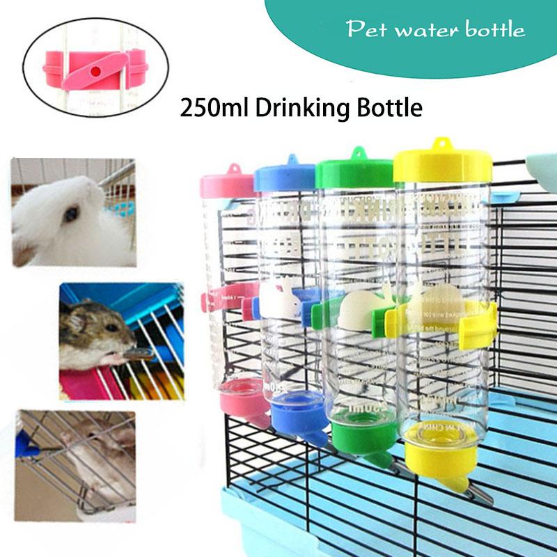 250ml Hamster Drinker Plastic Water Bottle Dispenser Feeder Hanging Pet Guinea Squirrel Rabbit Dog Drinking Head Pipe Fountain
