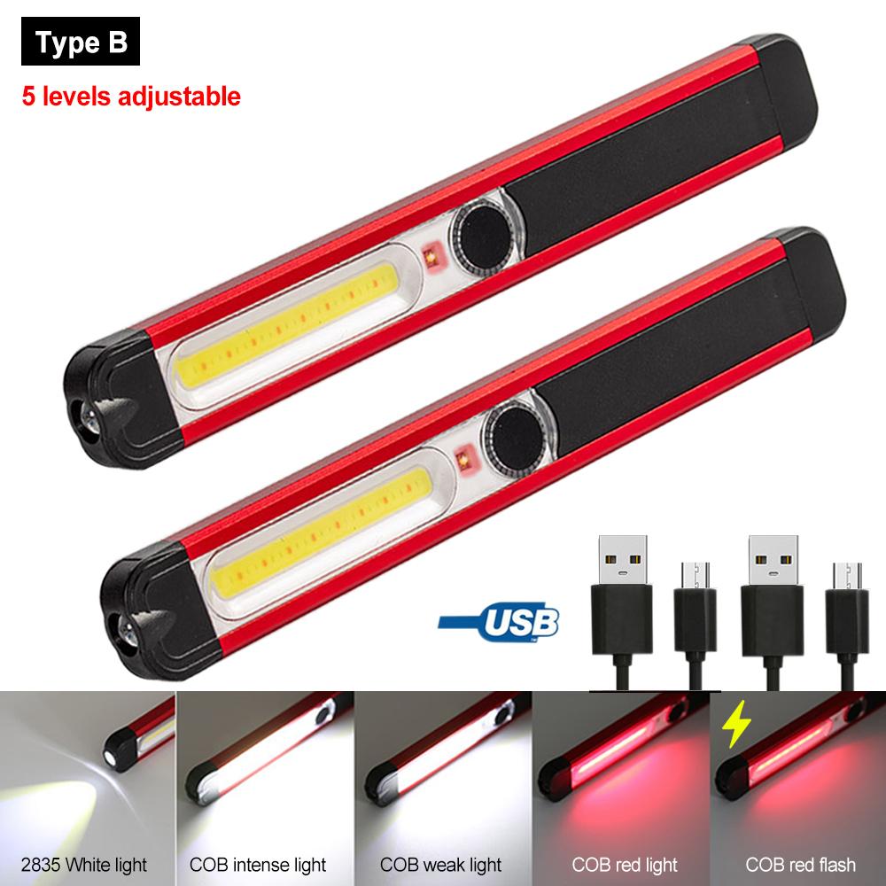Portable 4 /5 Modes COB Flashlight Magnetic UV Torch USB Rechargeable LED Work Light  XPE Hanging Hook Lamp For Outdoor Camping
