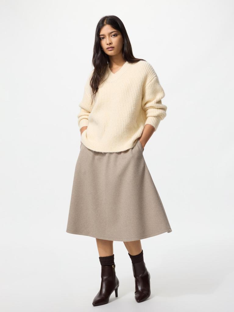 Uniqlo Brushed Jersey Midi Flare Skirt