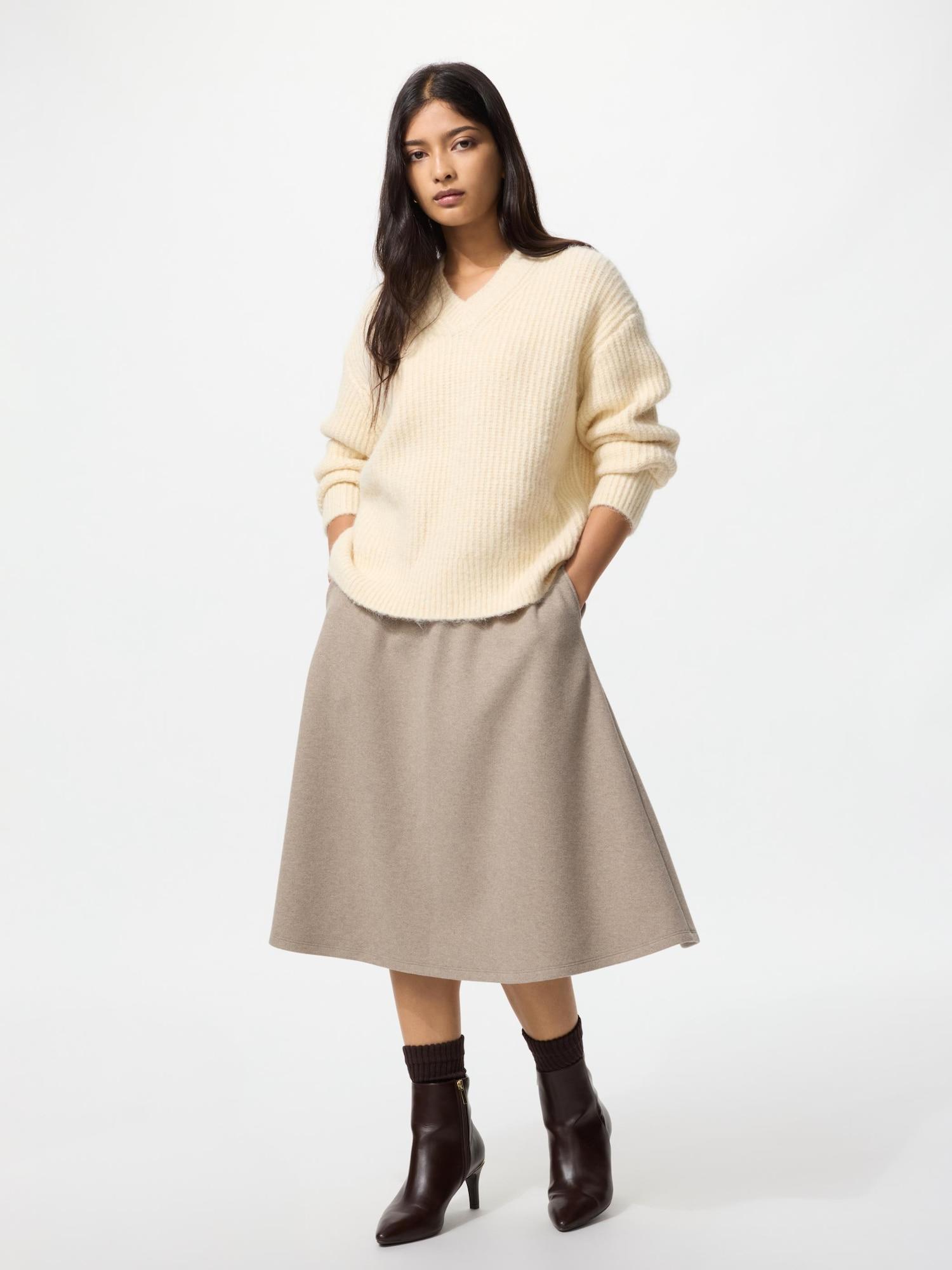 

Юбка миди расклешенная из джерси с начесом Uniqlo 31 BEIGE/WOMEN L