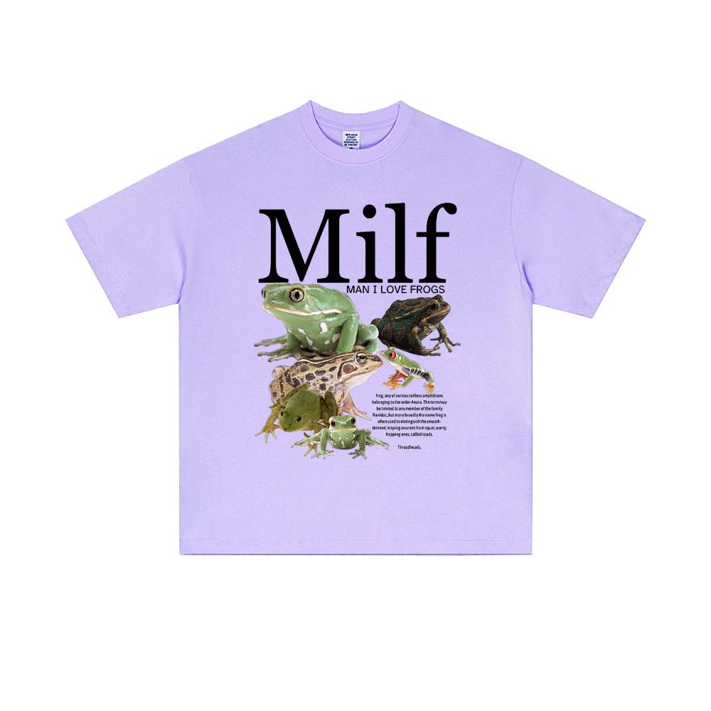 MILF Man I Love Frogs Funny Frog Amphibian Lovers Meme T Shirt Men Women Casual Cotton Vintage Short Sleeve Oversized Tshirts