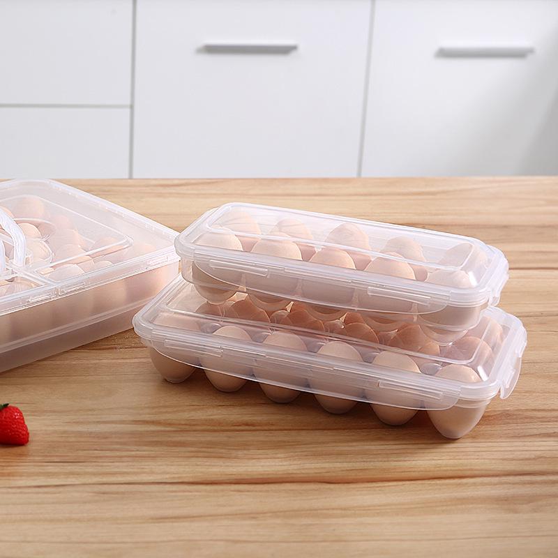 Anti-Fall Egg Storage Box with Lid - Vertical Plastic Egg Tray for Refrigerator