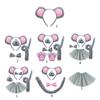 Little-Mouse Costume Accessories Set Mouse Ears Headband,Bowtie,Nose,Gloves Tail