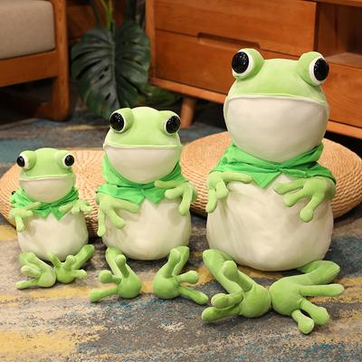 Neues Kawaii-Plüschtier mit Umhang und Frosch, weiches Stofftier, schöner Hut, große Augen, Anime-Puppe, Baby, Umarmungskissen, Kinder, Jungen, Geburtstagsgeschenke