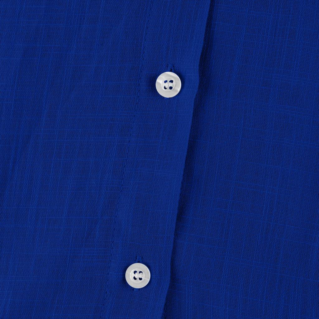 Camicia da Donna in Cotone e Lino Manica Lunga Collo a Revers Bottoni Camicia Colorata