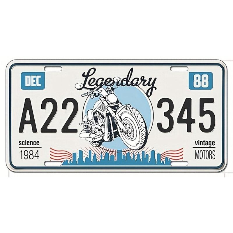 Motorcycle Souvenir License Plate, Metal Auto Wall Decor 15x30cm