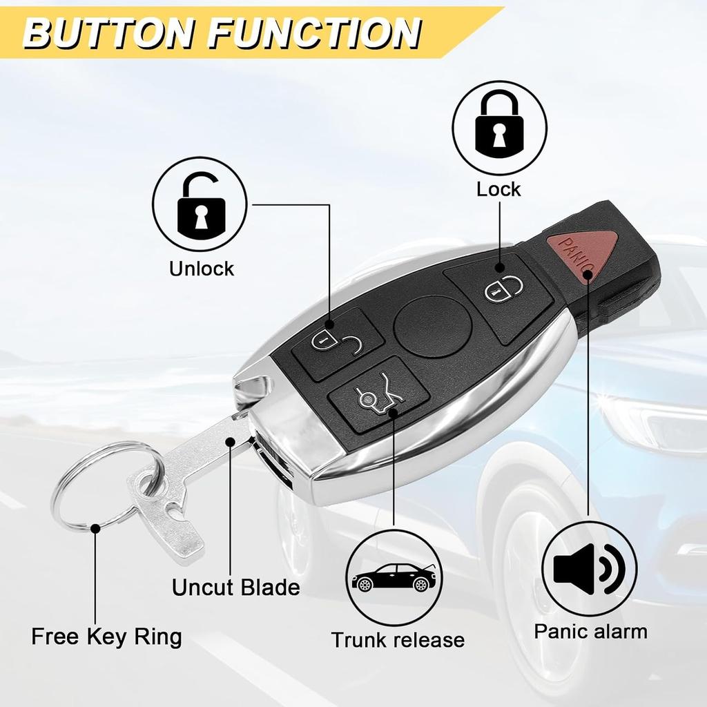 Key Fob for 97-14 Mercedes Benz C CL E GL ML R S Class/ 97-14 Sprinter 300 SL Series Car Keyless Entry Remote Control, IYZ3312 IYZDC, 4 Buttons, 2Pcs