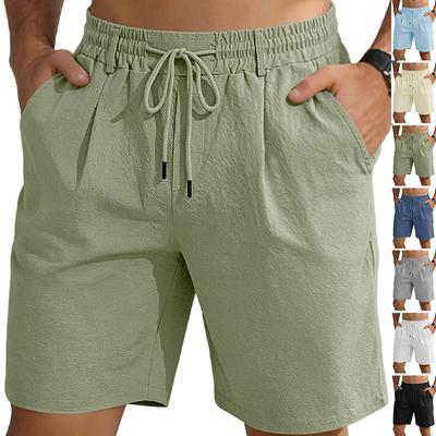 Men's Casual Shorts Cotton Elastic Waist Shorts Drawstring Summer Lightweight Shorts for Men Linen Casual Beach Vacation Yoga Golf Shorts with Pockets