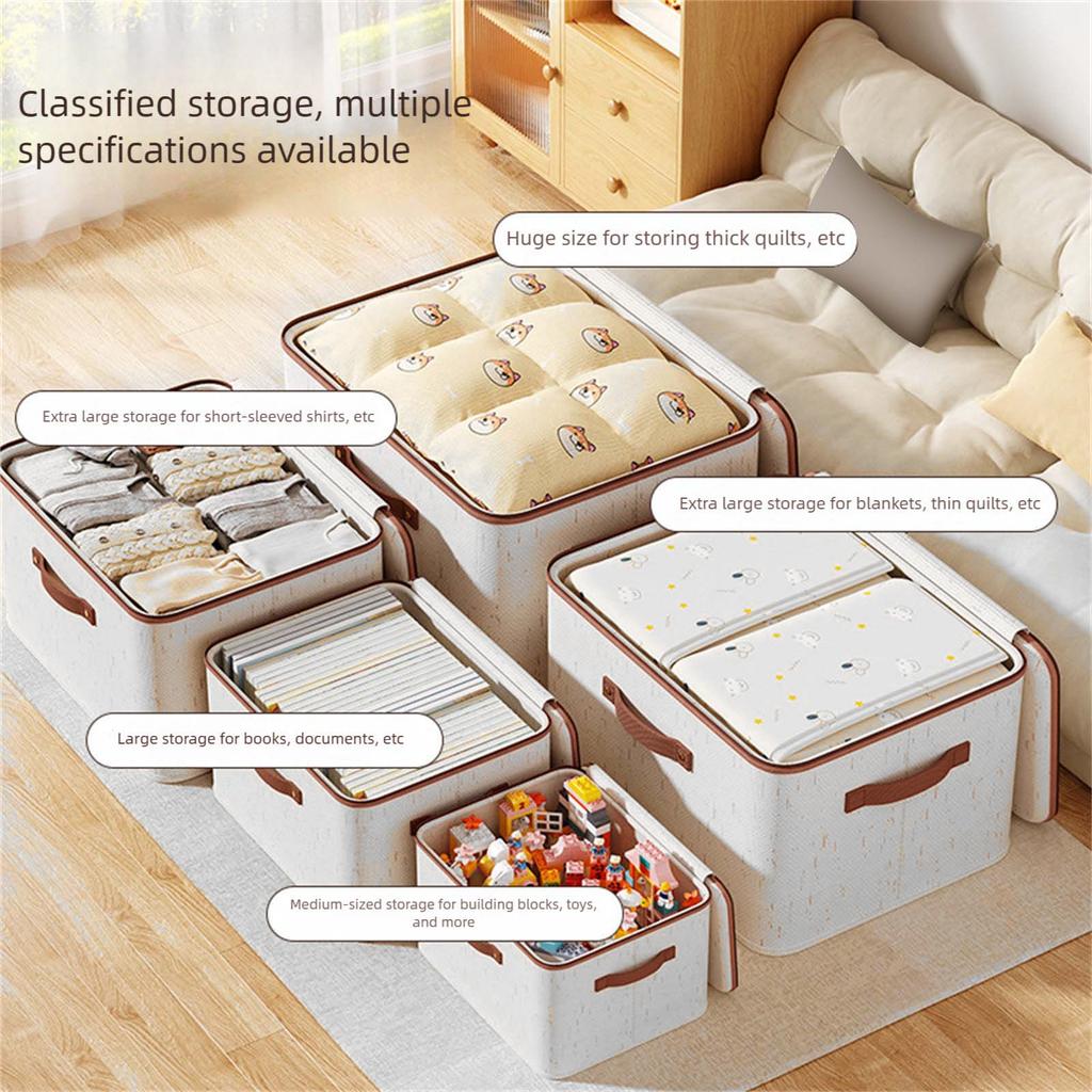 Multipurpose Tianshan Linen Storage Box With Easy Access Zippers For Household Items