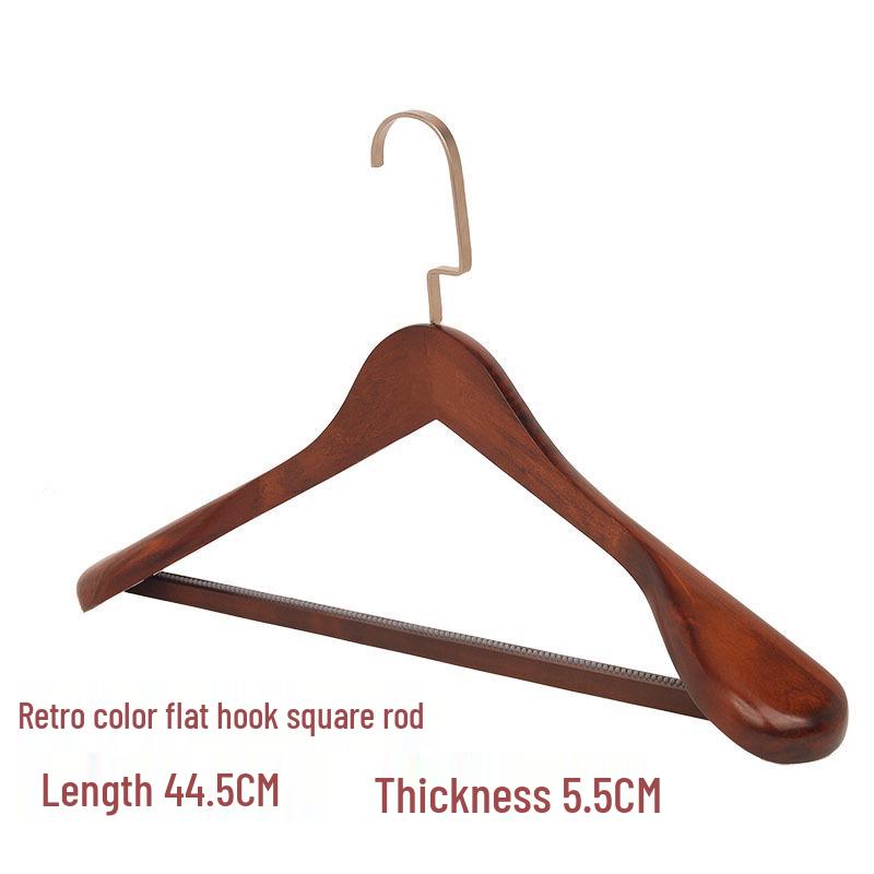 Five-Star Hotel Solid Wood Wide-Shoulder Non-Slip Hangers with Anti-Slip Clips