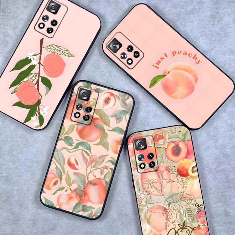 Peach Peachy Cute Phone Case For Samsung S10,S21,FE,S21,Note 20,10 S25,S24,S23,Ultra,S9,S22,Plus Soft Silicone Black Cover