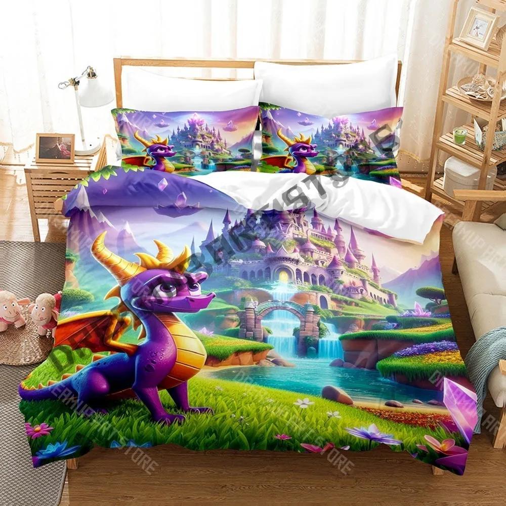 3D Print Spyro Reignited Trilogy Cartoon Game Bedding Set Single Twin Full Queen King Size Bed Set Adult Bedroom Duvetcover Set