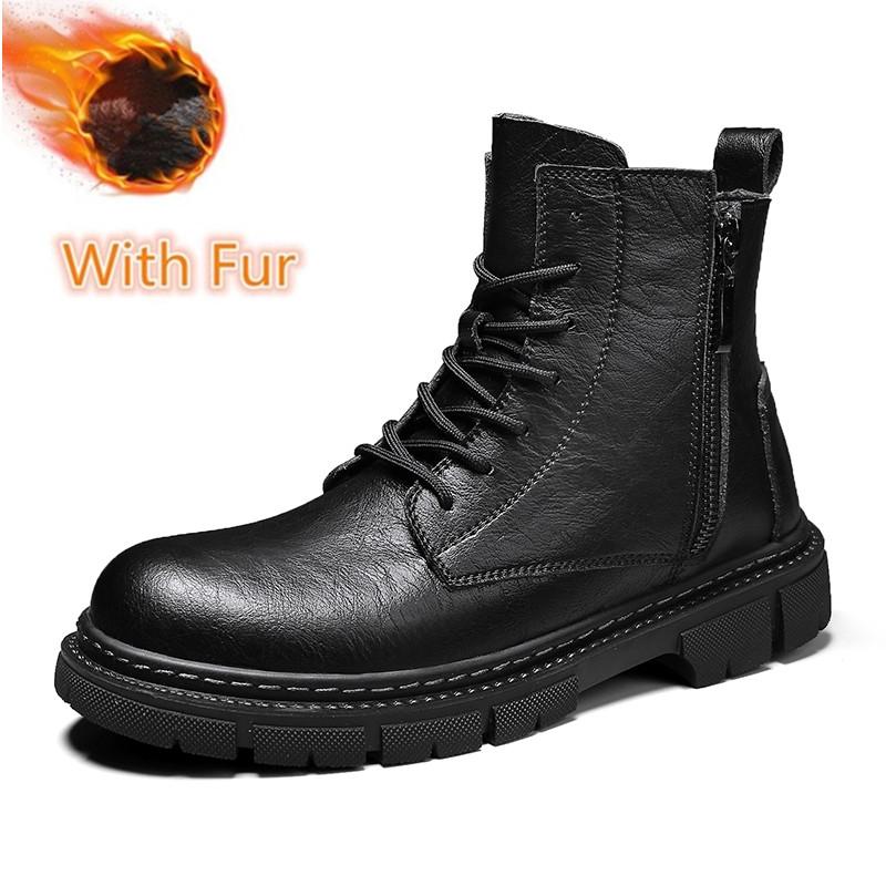 Fashion New Men's Boots 2024 All-match Comfortable Ankle Boots High Quality Side Zipper Sneakers Men Genuine Leather Men Casual Shoes