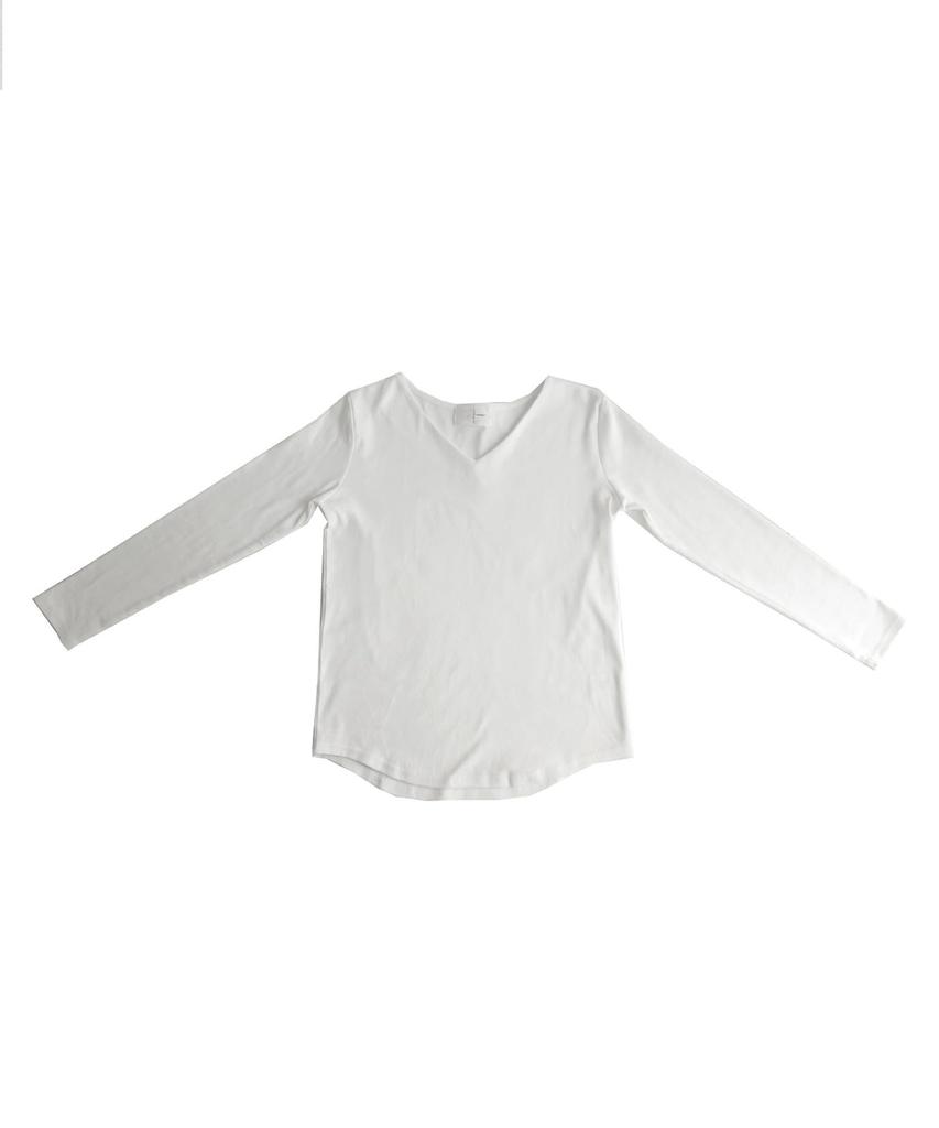 Antiqua Damen Basic Baumwolle V-Ausschnitt Langarm T-Shirt, NA-00105, Größe XL, 03, Off-White