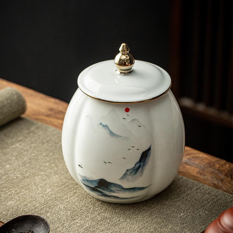 Tea can large creative red sealed storage tank gift box gold-plated European ceramic tea packaging tank