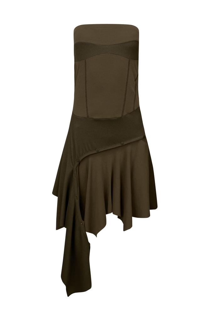 Nash Bustier Layered Dress Khaki