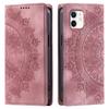 for iPhone 12,11 Mandala Embossed PU Leather Flip Wallet Case Magnetic Closure Cover