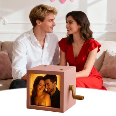 Anpassad Foto Flipbox Handvevad Flipbook Bildlåda med Ljus Personlig Foto Flipbox Ram Animationsmaskin Gåvor till Jul Födelsedag