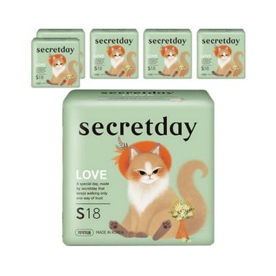 Secretday Love Kanatlı Hijyenik Pedler, Küçük Boy, Paket Başına 18 Ped × 6 Paket