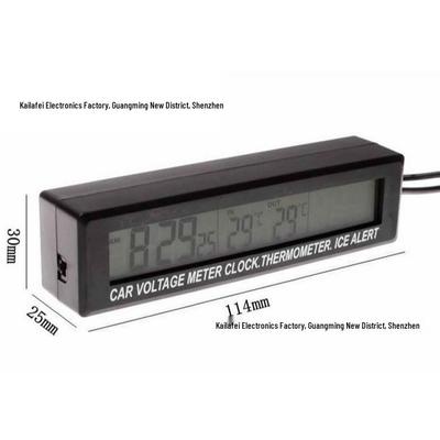 EC88 LED Car Clock with Temperature & Voltage Display - Dual Color Night Light