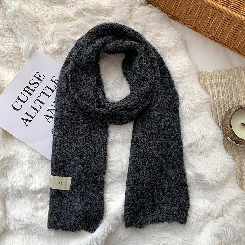 Scarf women's winter high-end sense new solid color warm imitation cashmere scarf knitted scarf shawl