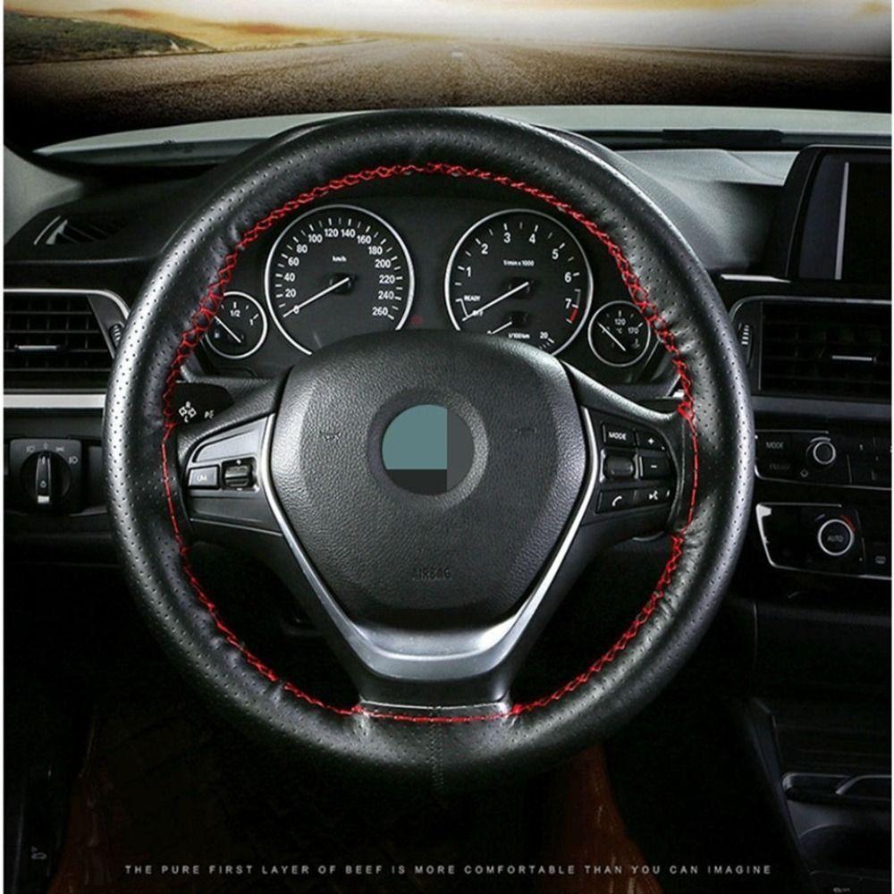 Microfiber Leather Auto Steering Wheel Protector Hand-Stitched Steering Wheel Cover Most Vehicles