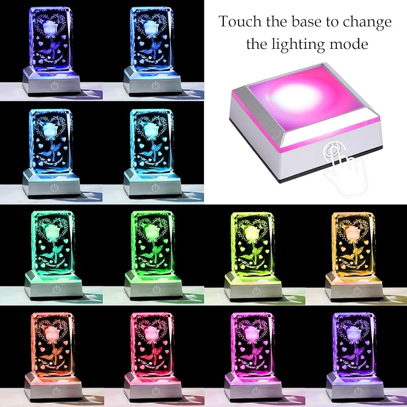 kertari anniversary present she Healing goods woman Popular [Genuine] K9 Crystal rose artificial flowers light birthday mother's day retirement gift