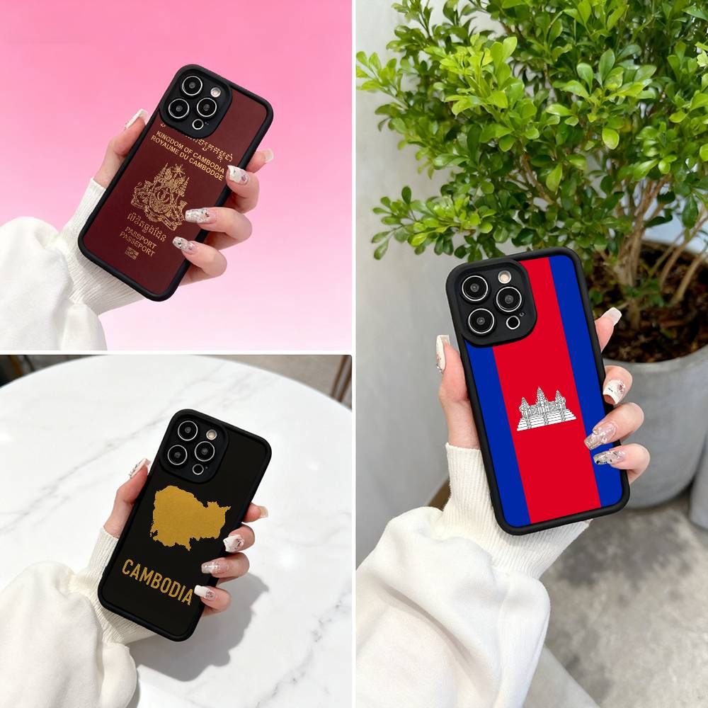 Cambodia Flag Soft Silicone Case For iphone 17 Air 16 15 14 13 12 11 Pro Max Plus Shockproof TPU Phone Cover