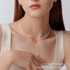 s9Pure silver necklace with natural freshwater pearls, a sophisticated heart-shaped clavicle chain, perfect for autumn and winter, and guaranteed not