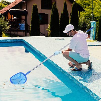 Pool-Skimmer-Netz, tiefes, feines Netz, massiver Kunststoffrahmen, abnehmbare Stange, große Kapazität, robustes Netz zum Reinigen von Blättern und feinem Schmutz, Pool-Reinigungsnetz, Pool-Zubehör