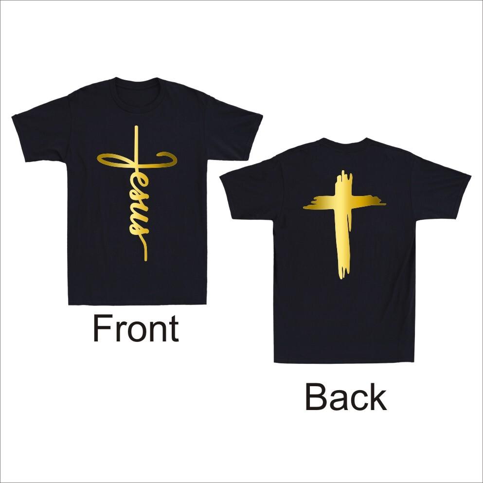 Jesus God Lover Christian Cross Faith Religious Front Back Print Unisexs Tshirt