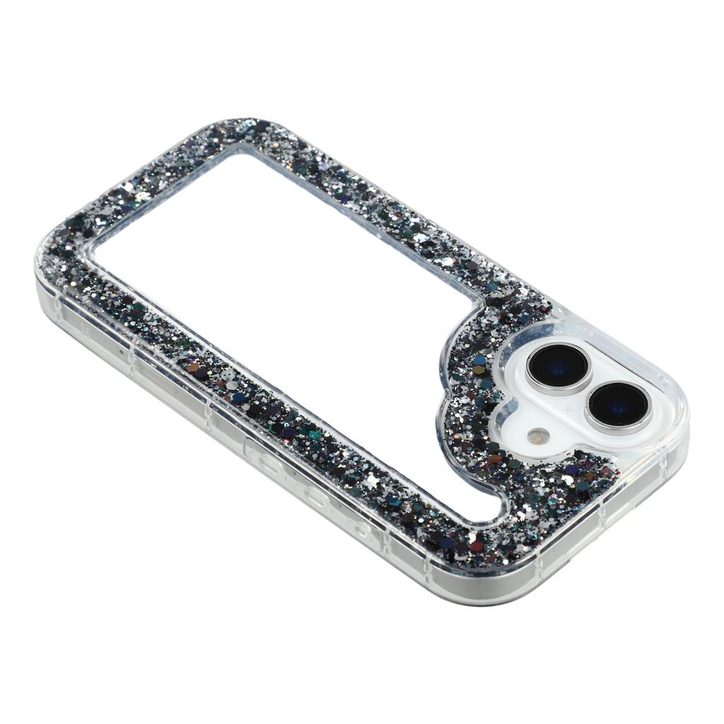 For iPhone 16 Case Glitter Epoxy Soft TPU Clear Back Cover