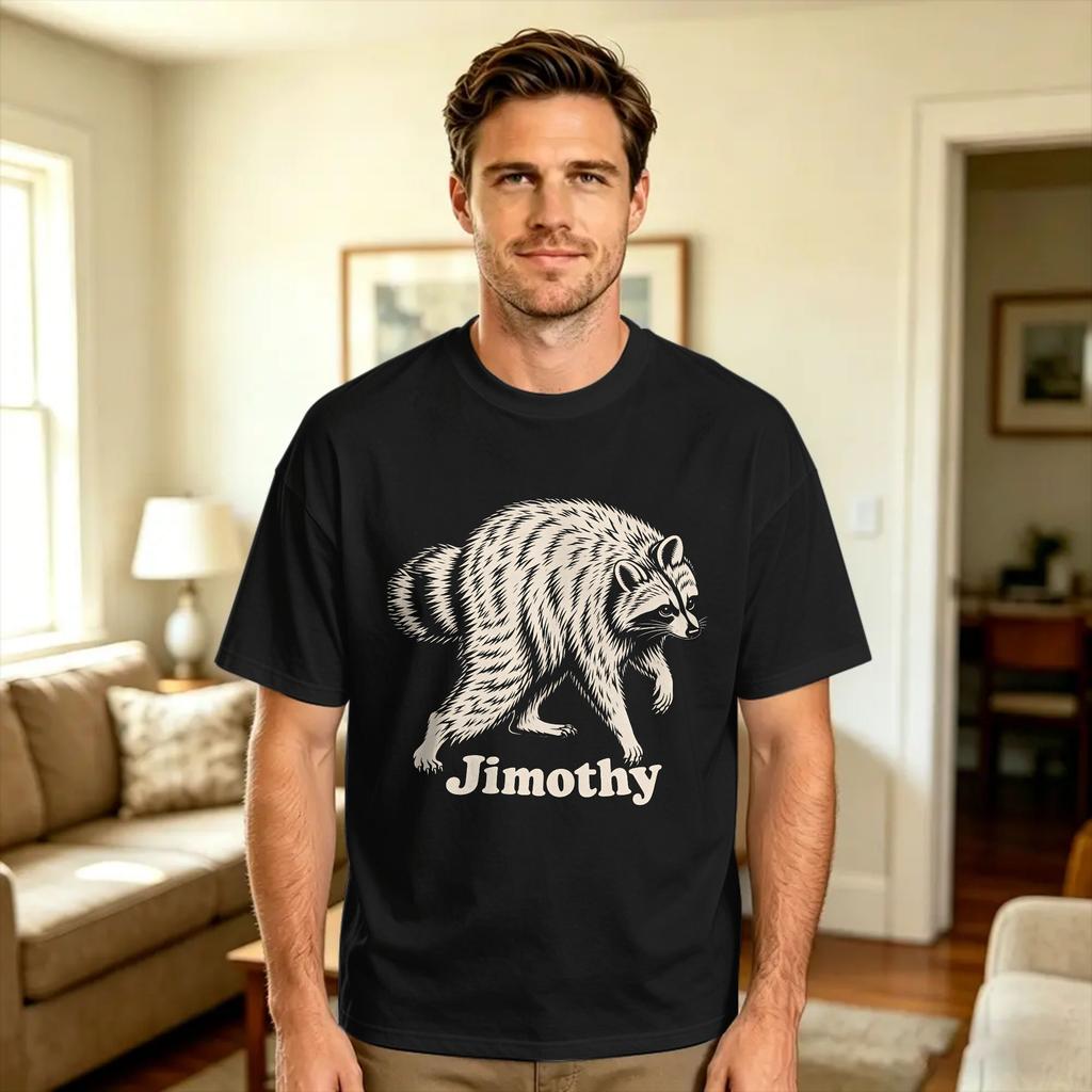 Streetwear Tshirt Cute Raccoon Jimothy Cotton Tshirts Hippie Tshirt For Unisex Summer Y2k Classic Casual Short Sleeve Tops